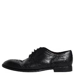 Dark Blue Leather Derby Wingtip Formal Shoes