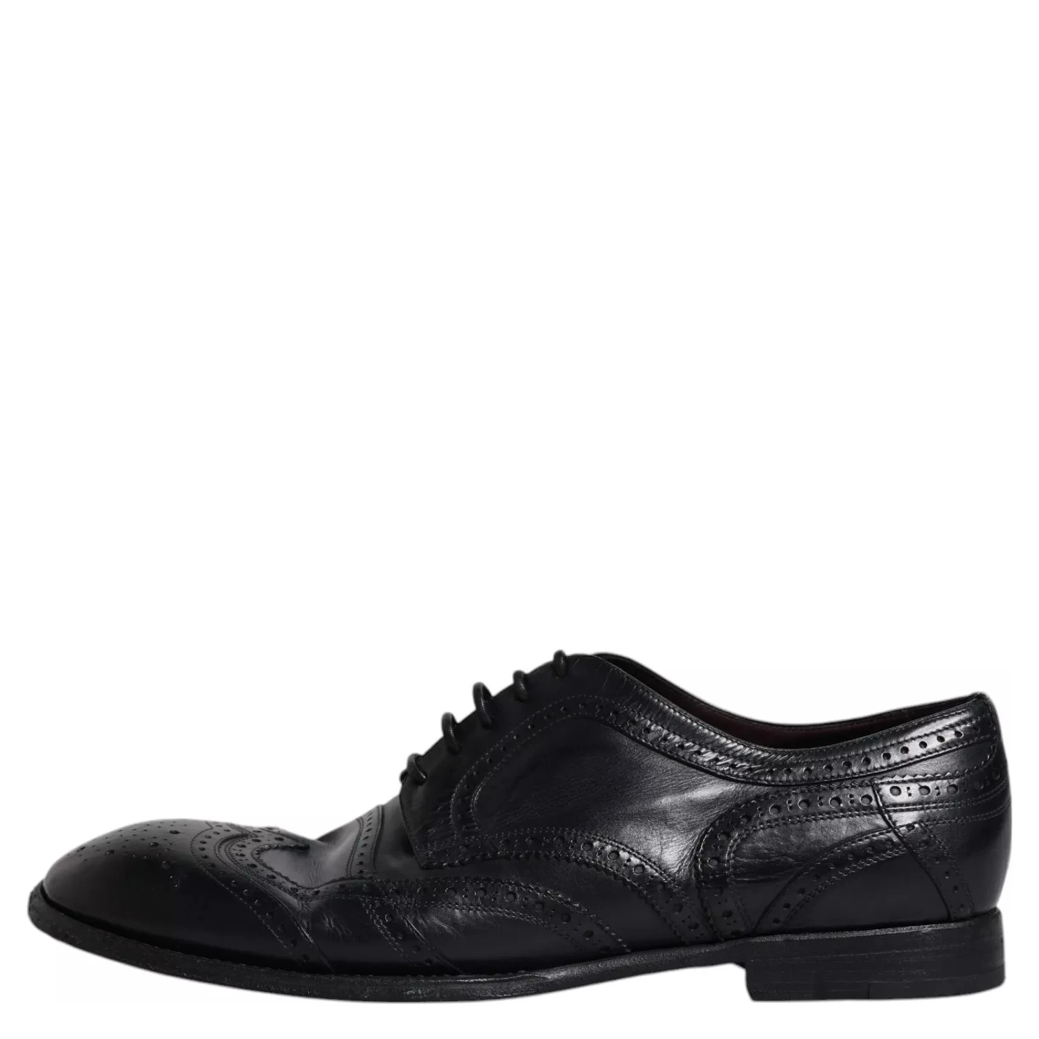 Dark Blue Leather Derby Wingtip Formal Shoes