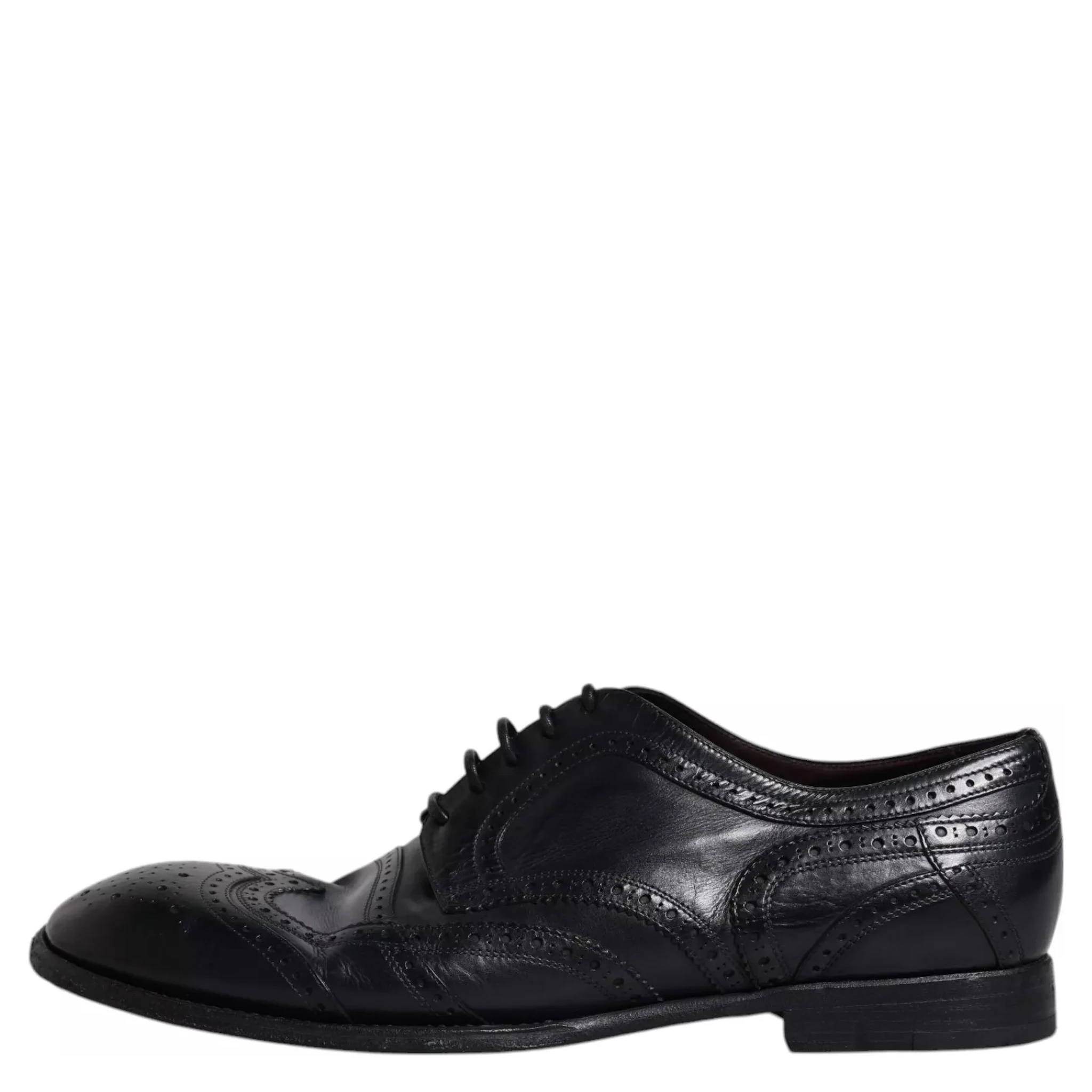 Dark Blue Leather Derby Wingtip Formal Shoes