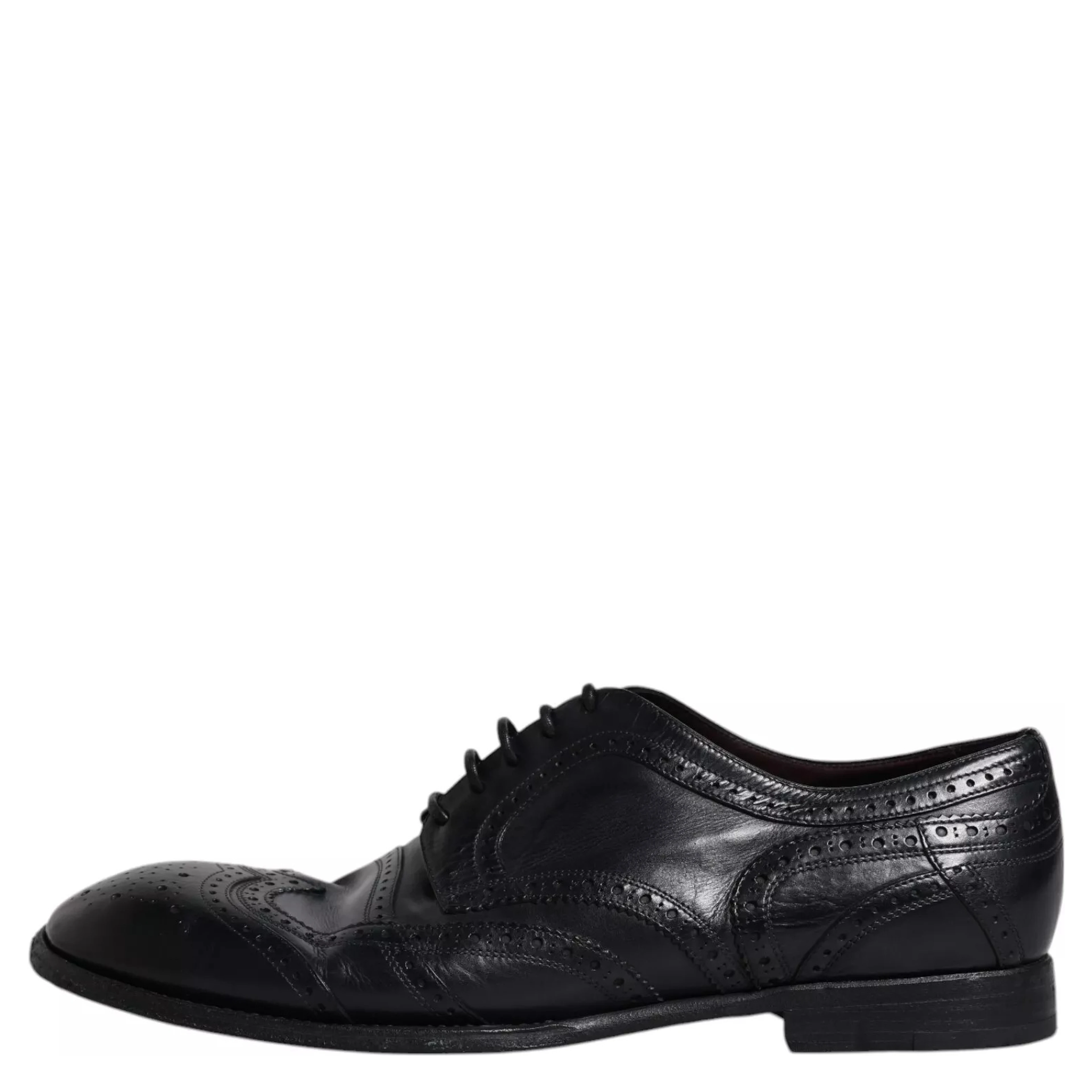 Dark Blue Leather Derby Wingtip Formal Shoes