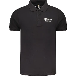 Black Cotton Men Polo-Shirt