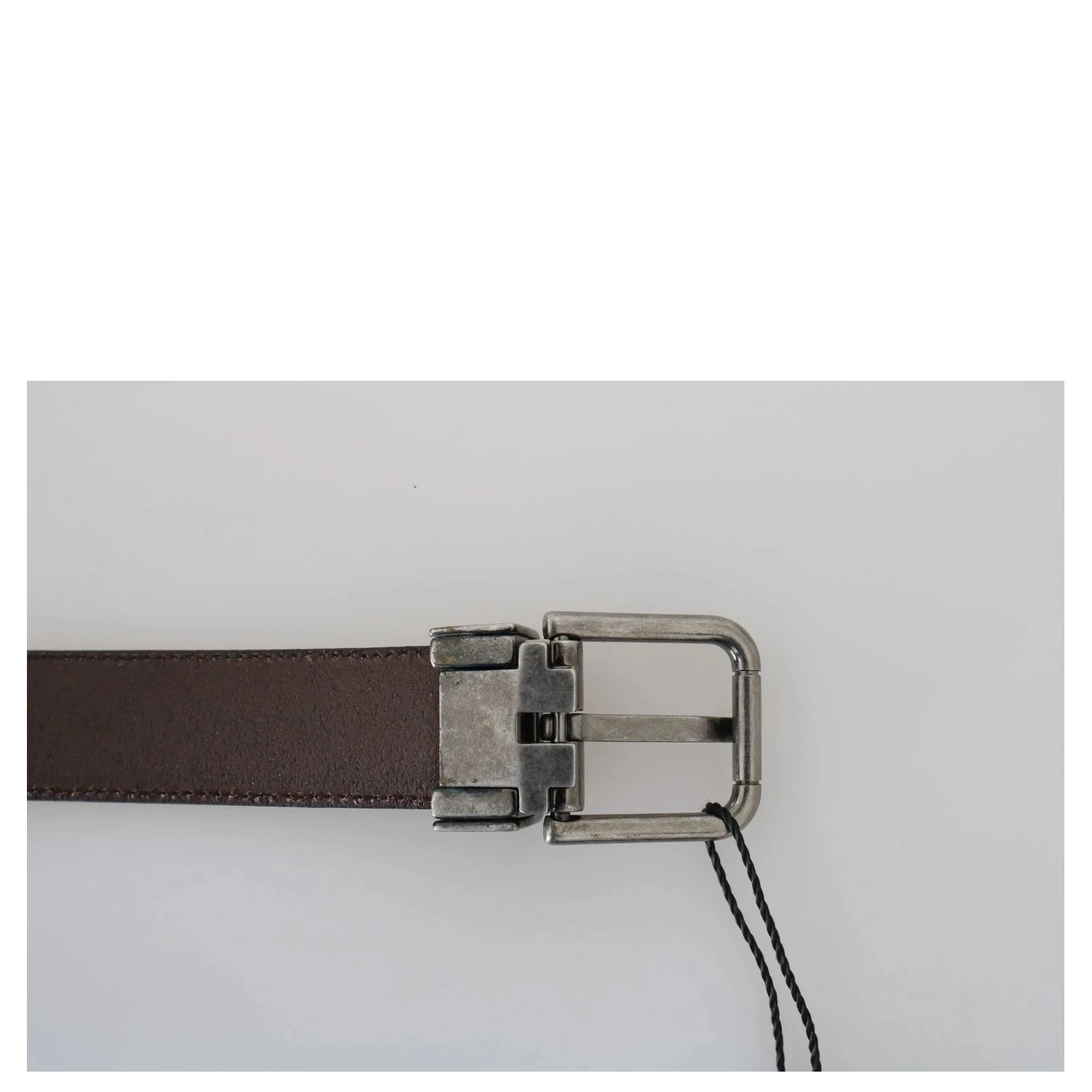 Blue Perforated Leather Gray Buckle Belt