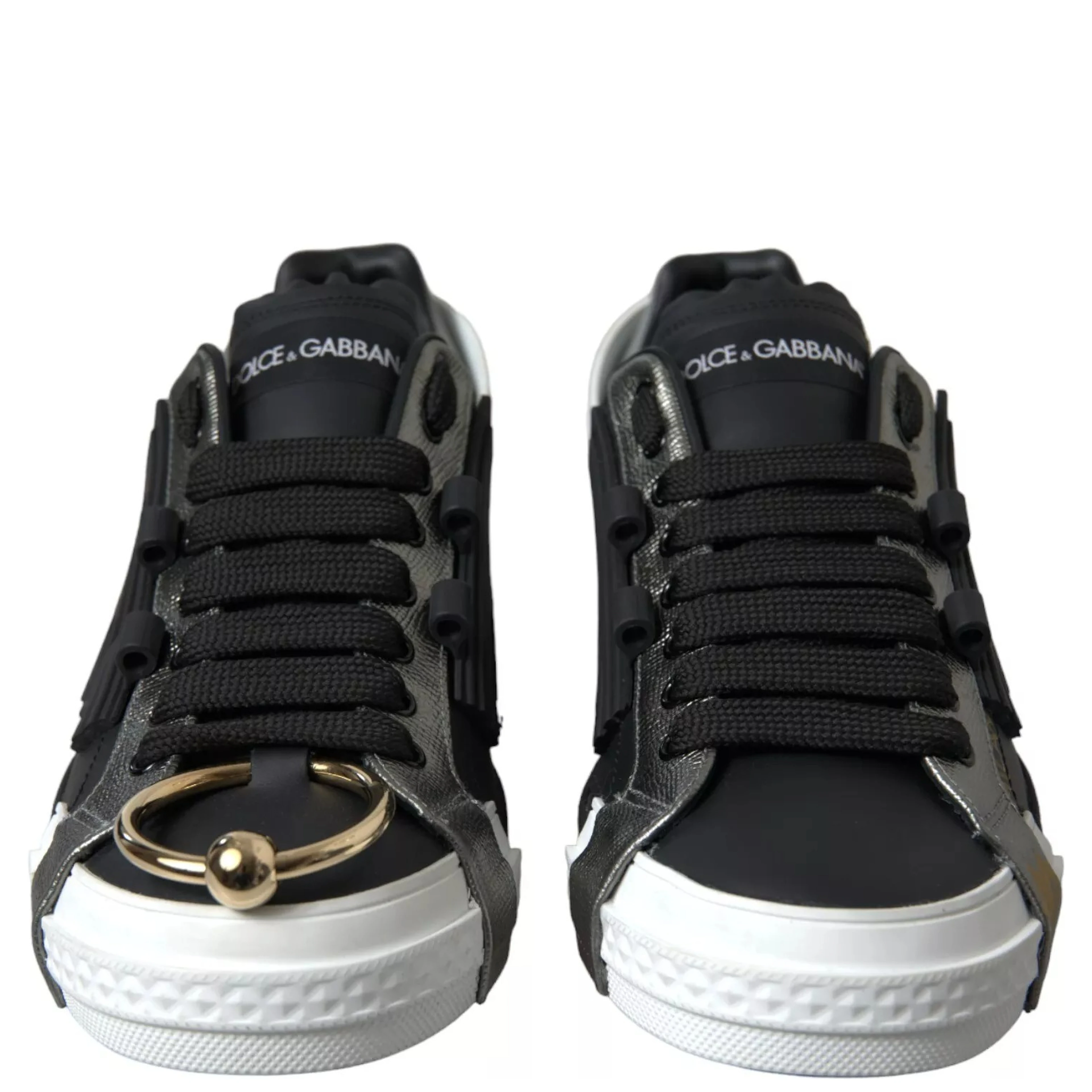 Black Leather Low Top Sneakers Portofino Shoes