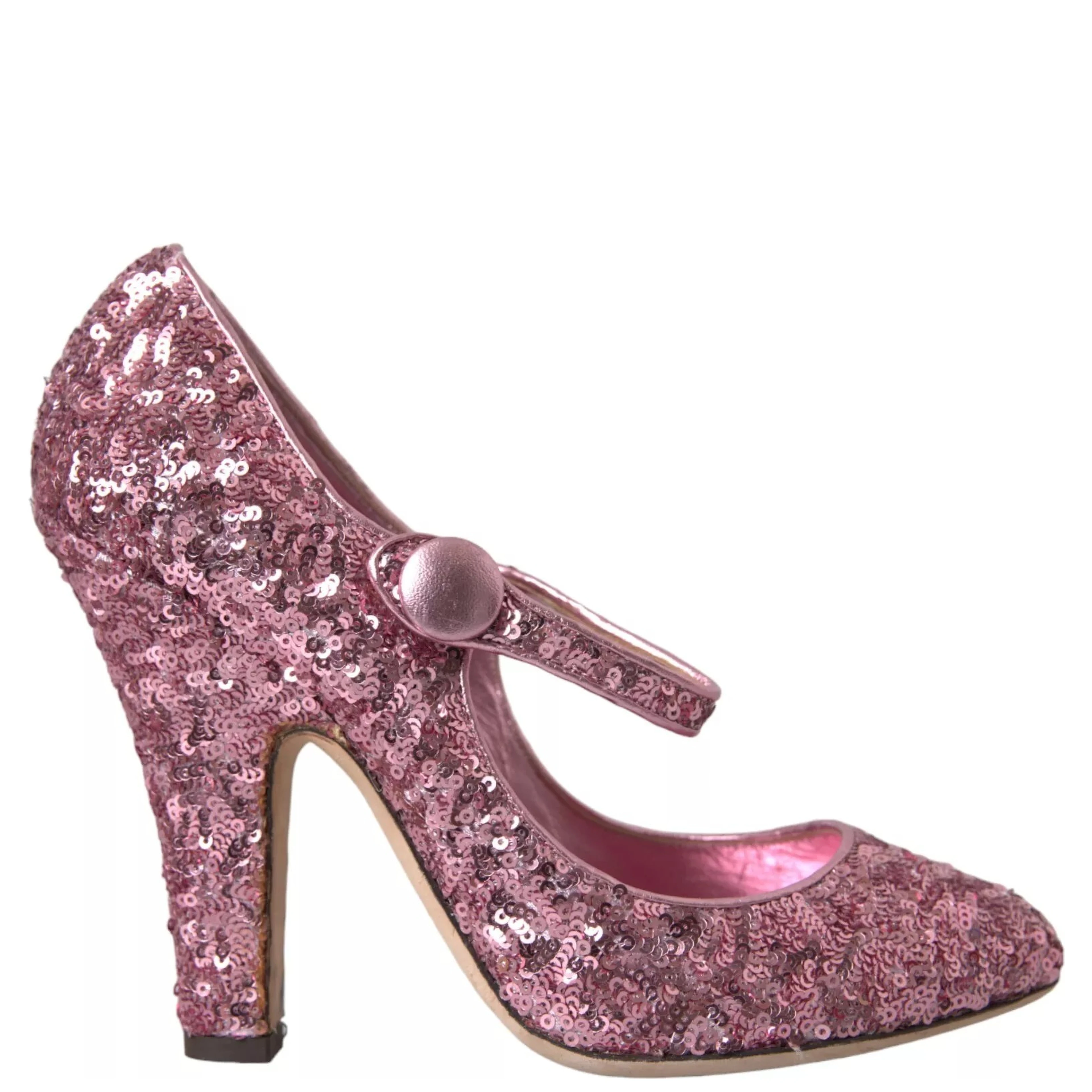 Pink Sequin Mary Jane Pumps High Heels Shoes