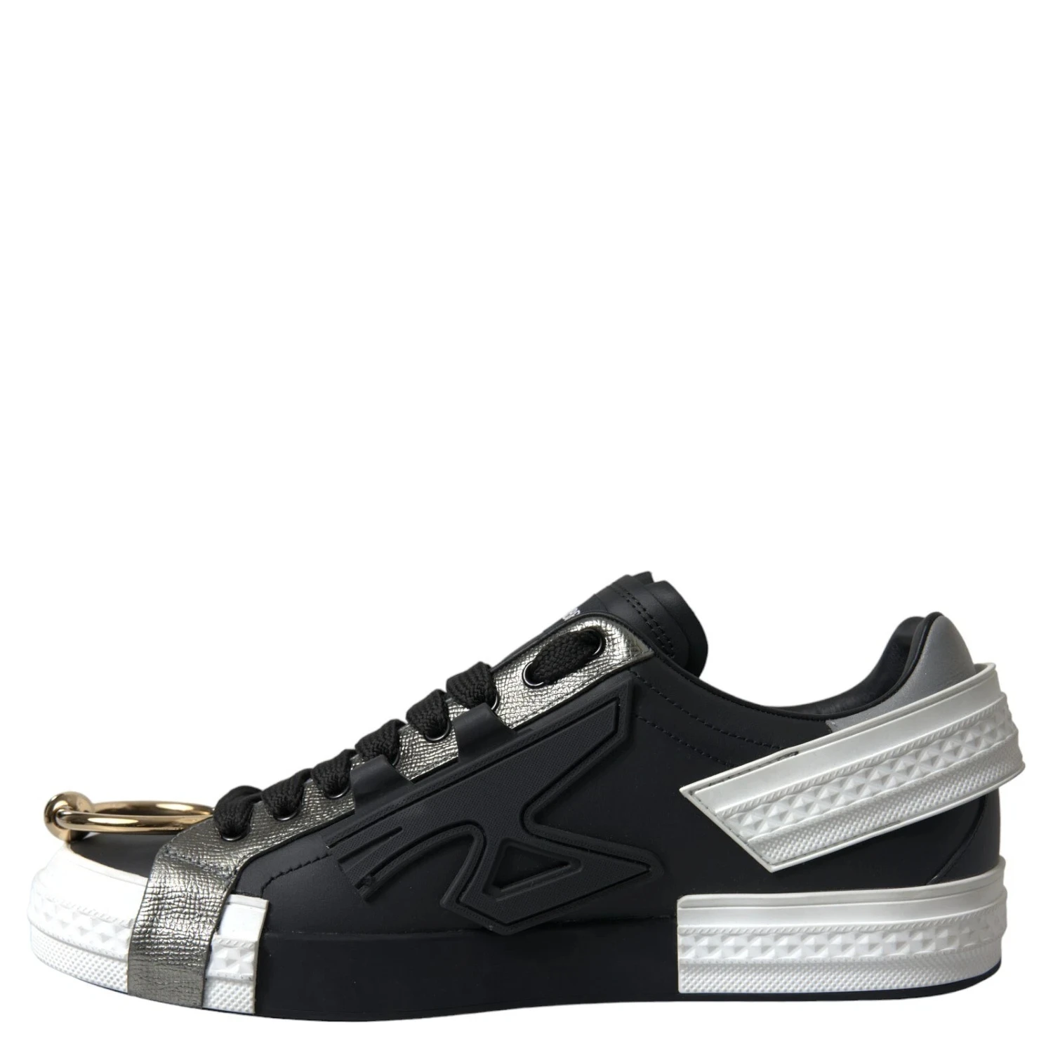Black Leather Low Top Sneakers Portofino Shoes