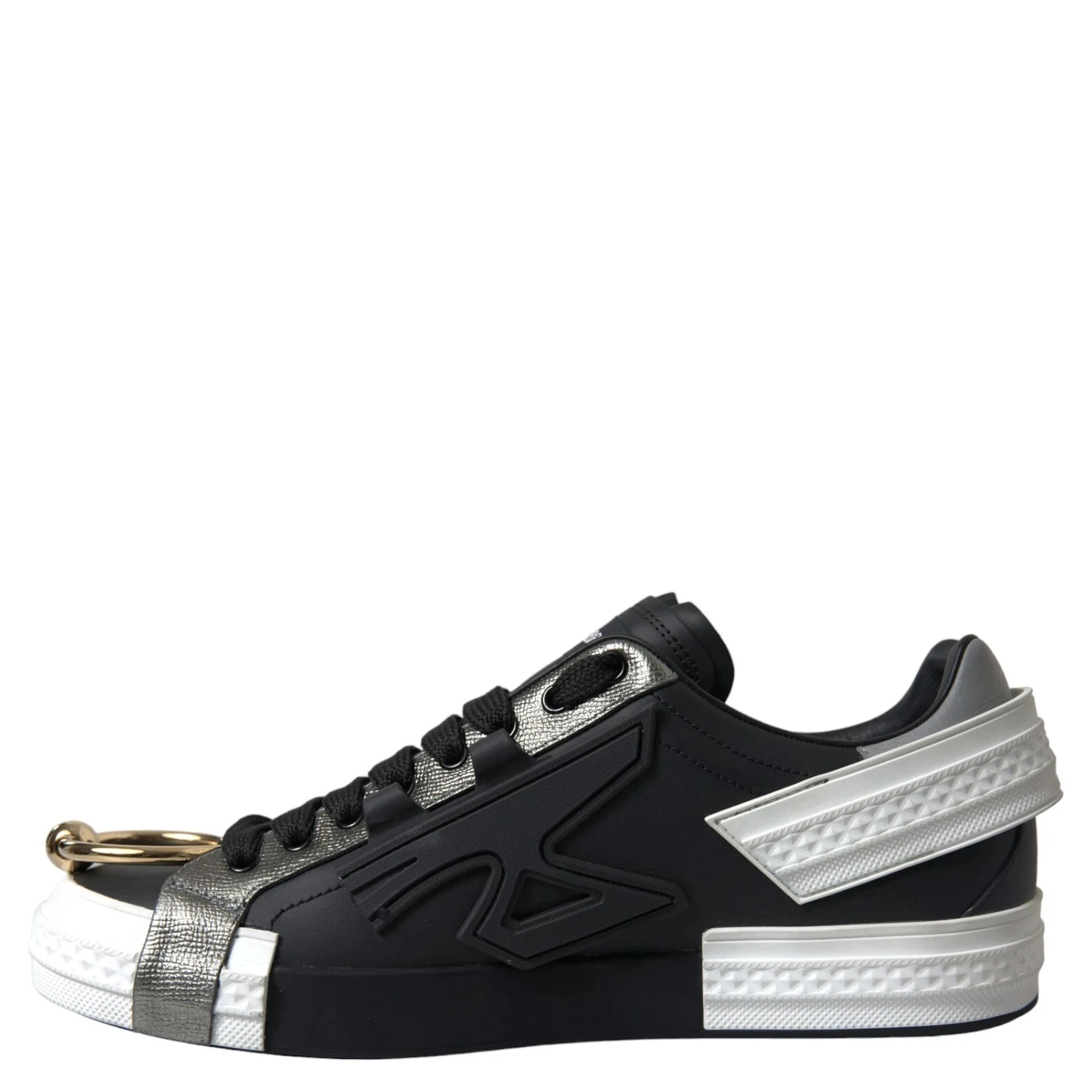 Black Leather Low Top Sneakers Portofino Shoes