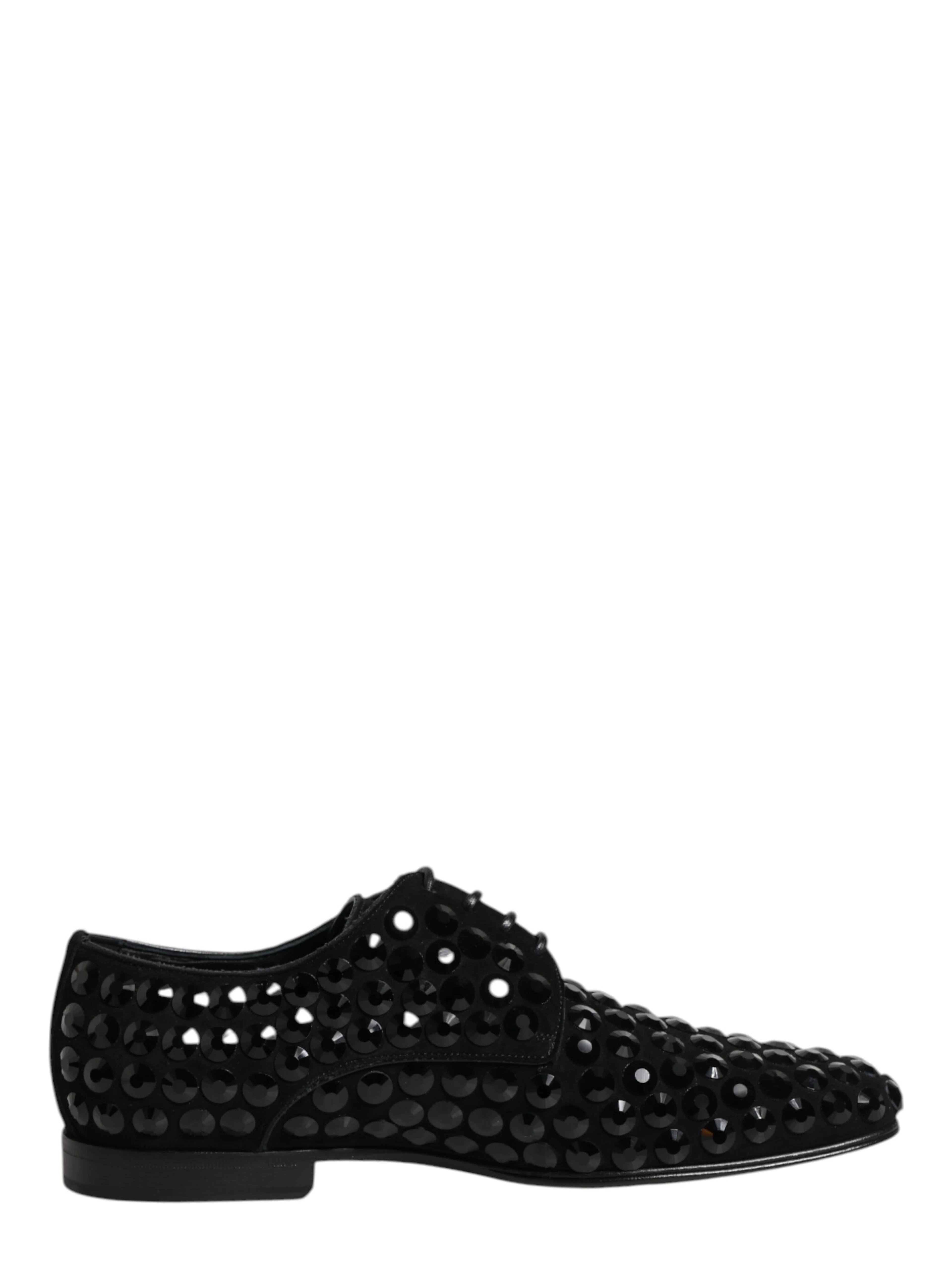 Black Suede Strass Derby Formal Shoes