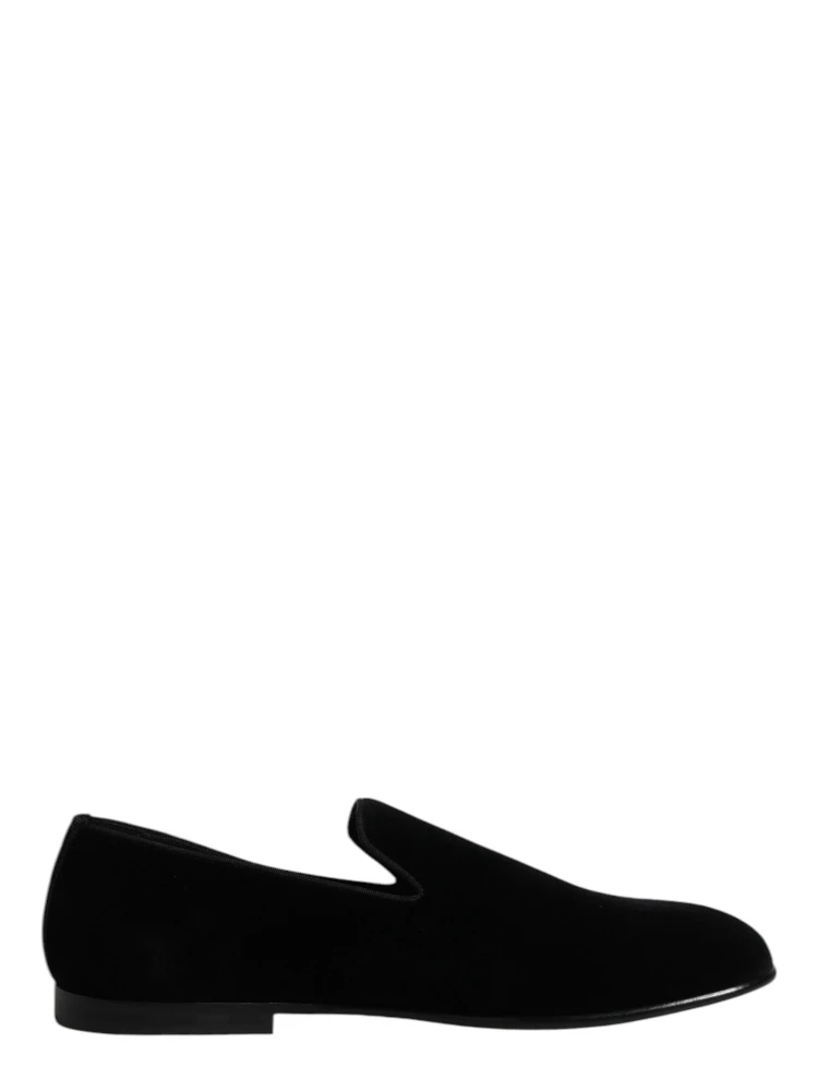 Black Velvet Slip On Loafers Formal Shoes