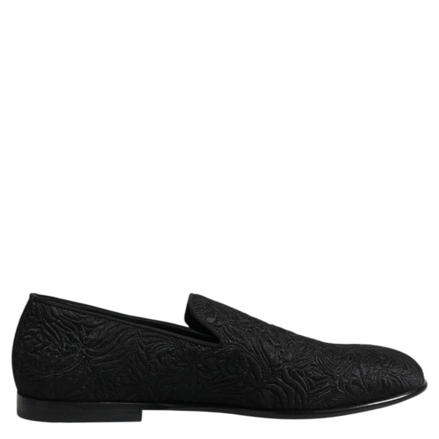 Black Jacquard Slip On Loafers Formal Shoes