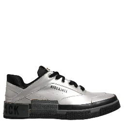 Metallic Silver Low Top Lace Up Sneakers Shoes