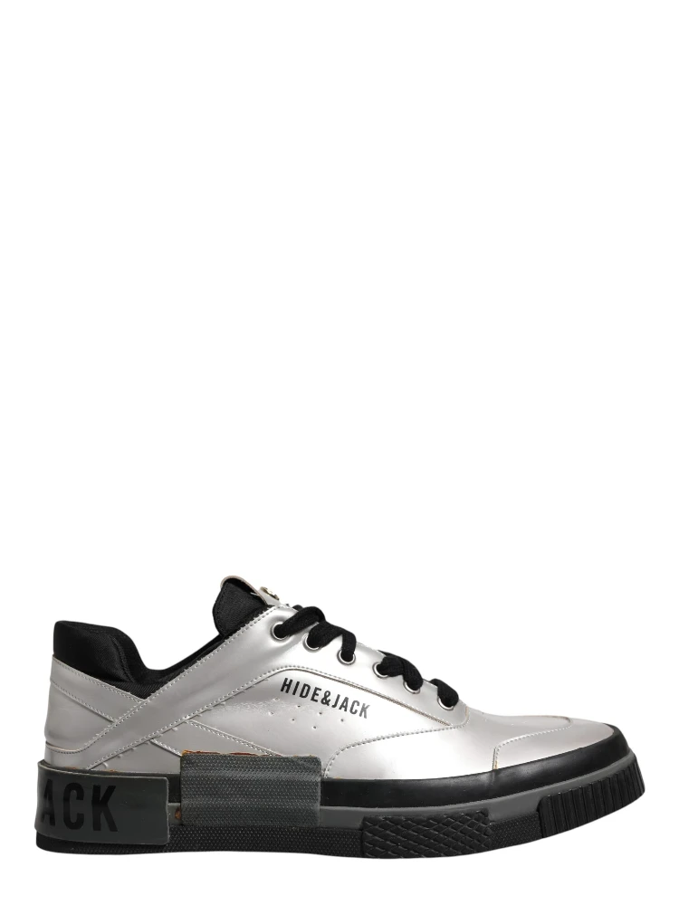 Metallic Silver Low Top Lace Up Sneakers Shoes