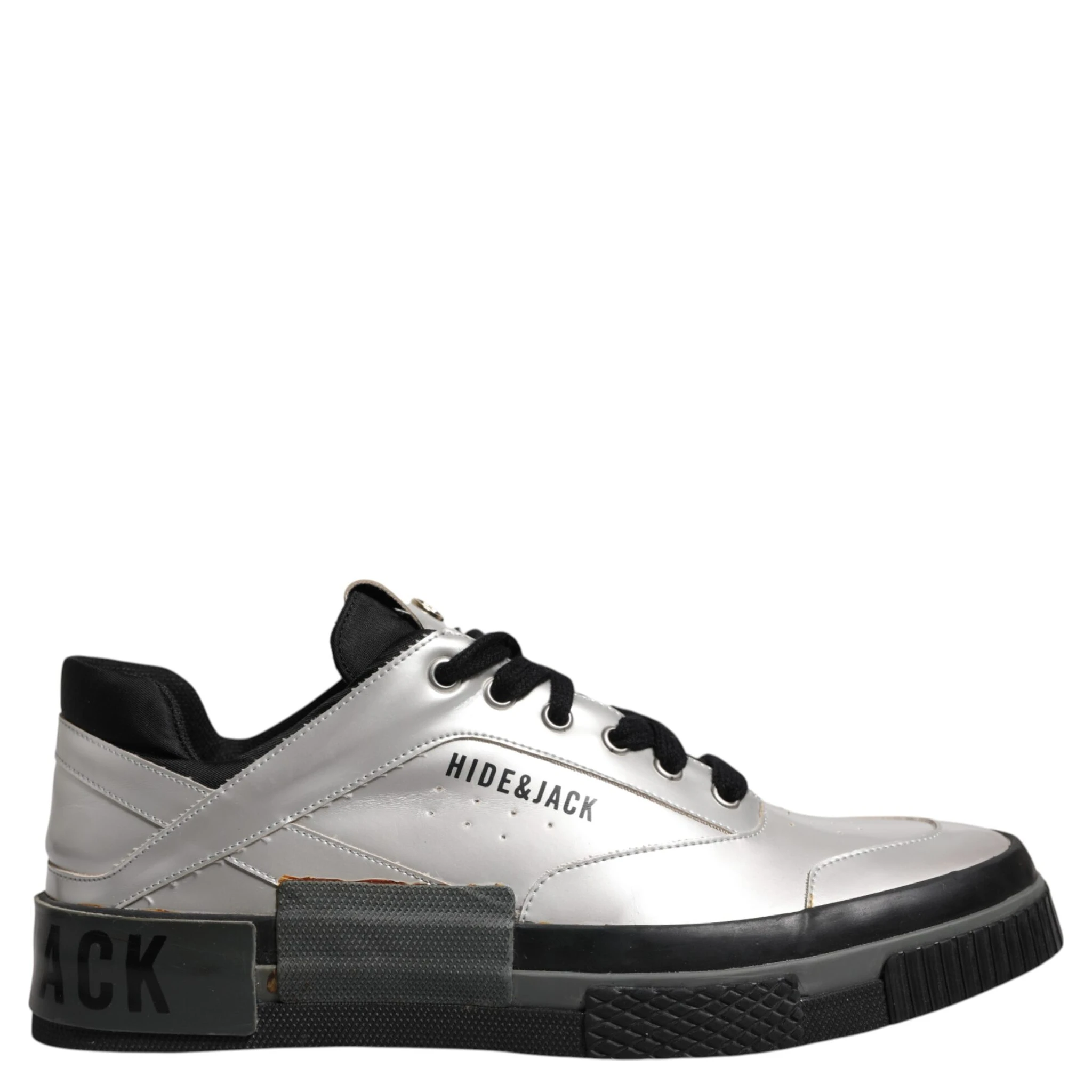 Metallic Silver Low Top Lace Up Sneakers Shoes