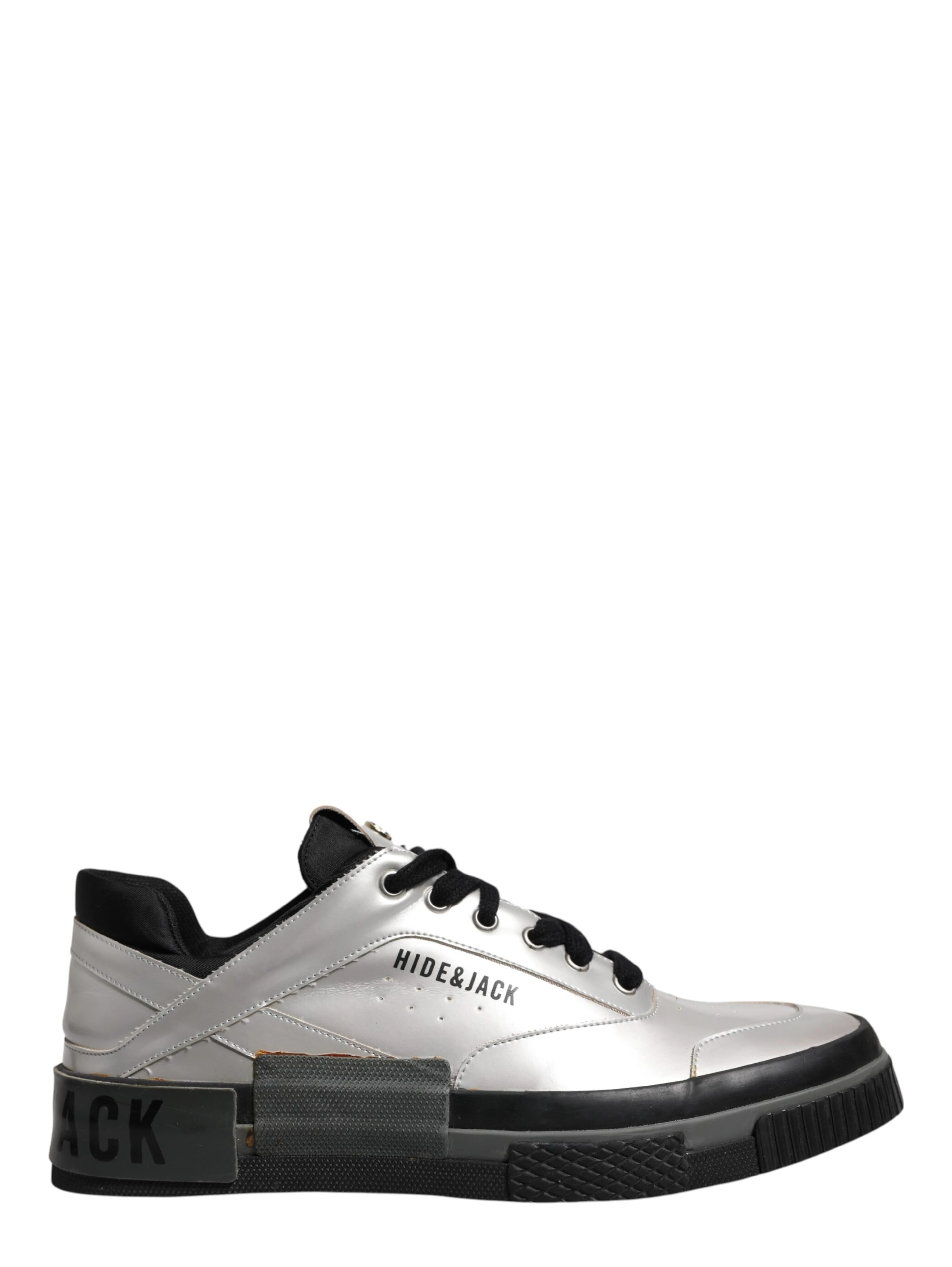 Metallic Silver Low Top Lace Up Sneakers Shoes