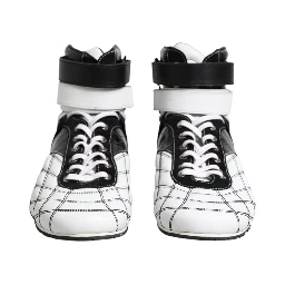 Black White Leather High Top Sneakers Shoes
