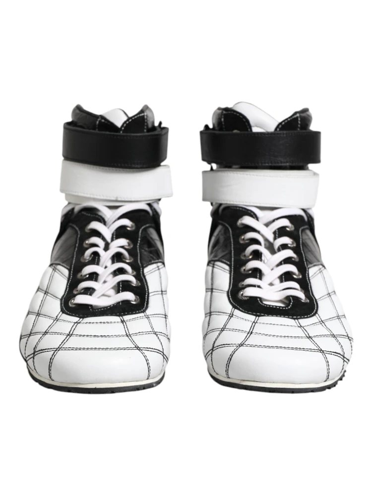 Black White Leather High Top Sneakers Shoes alternative