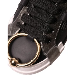 Black Leather Low Top Sneakers Portofino Shoes