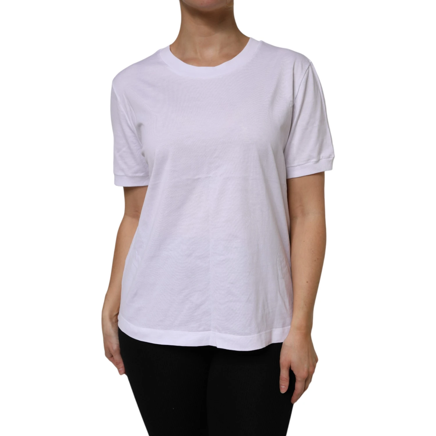 White Cotton Short Sleeve Round Neck T-shirt