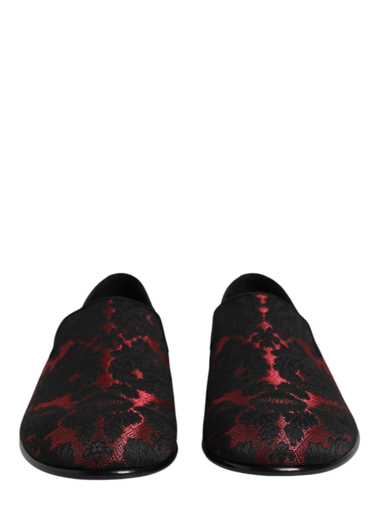 Red Black Jacquard Slip On Loafers Shoes alternative