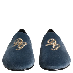 Blue Velvet DG Logo Loafers Formal Shoes