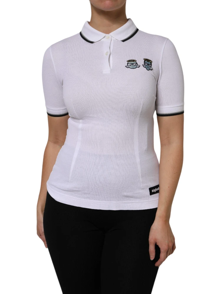 White Cotton Short Sleeves Collared Polo Top