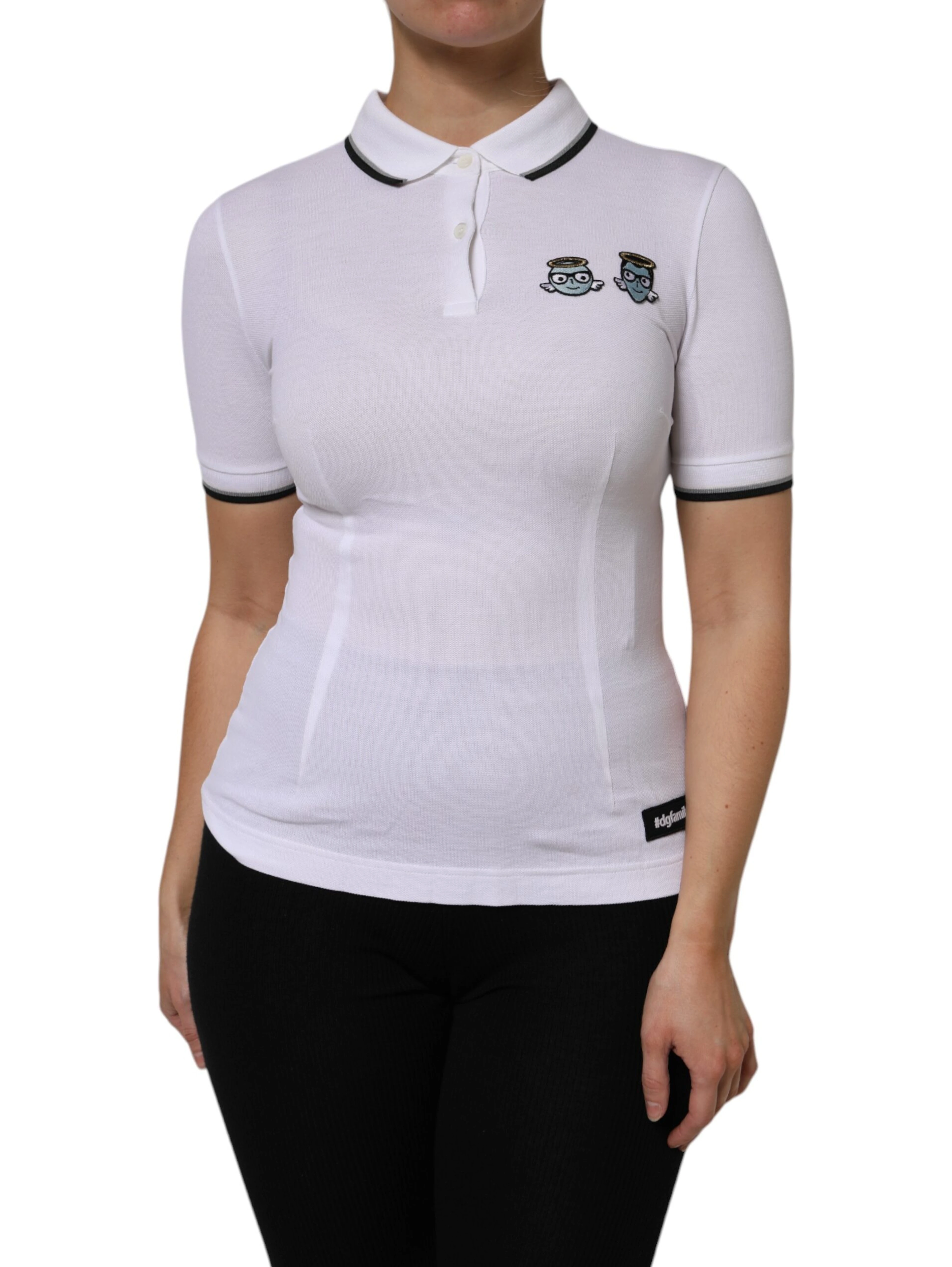 White Cotton Short Sleeves Collared Polo Top