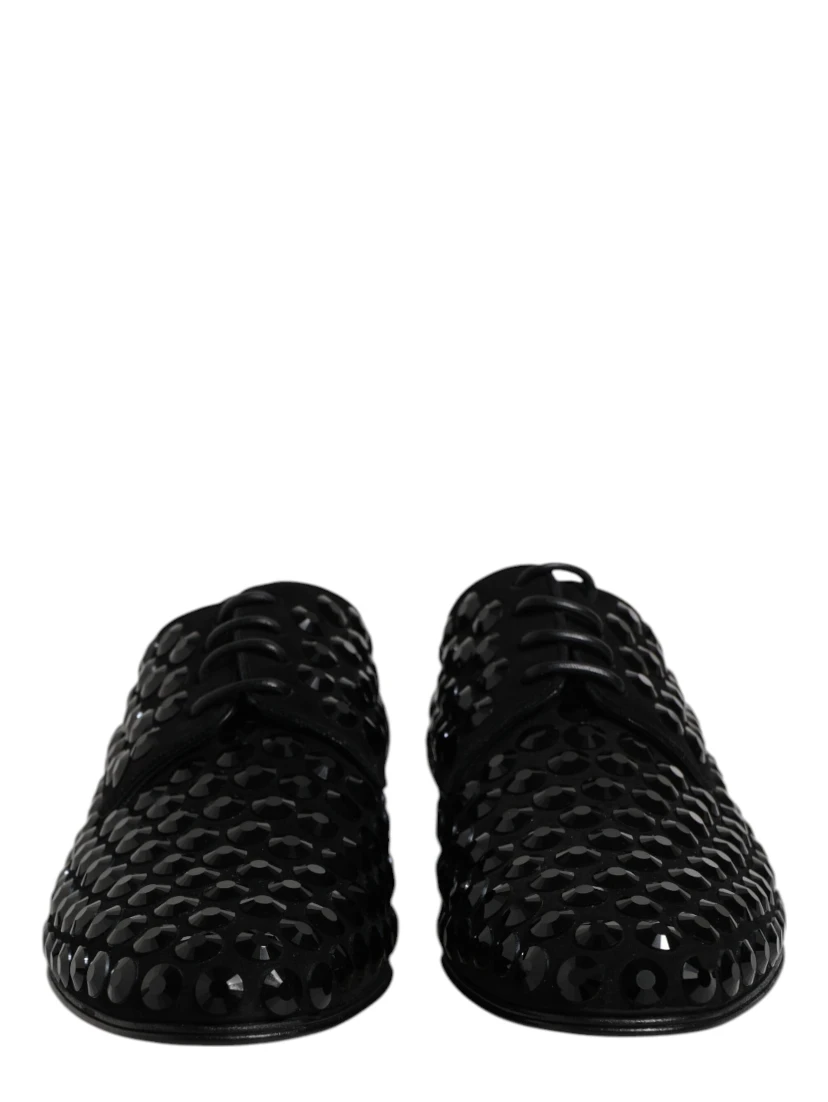 Black Suede Strass Derby Formal Shoes