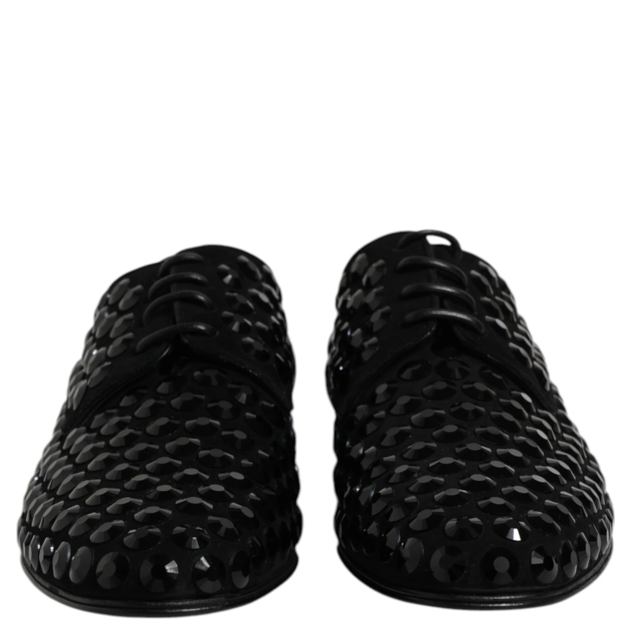 Black Suede Strass Derby Formal Shoes