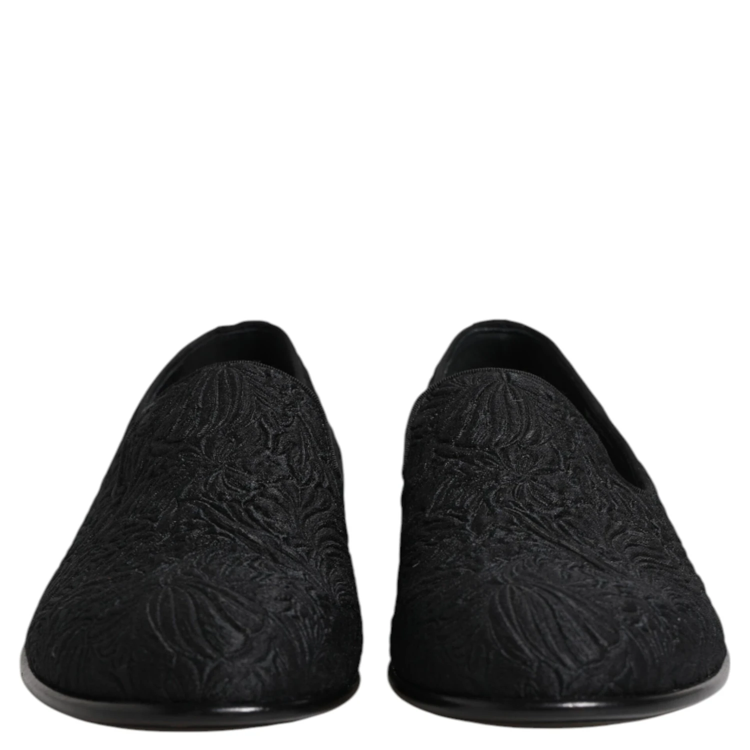 Black Jacquard Slip On Loafers Formal Shoes