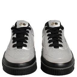 Metallic Silver Low Top Lace Up Sneakers Shoes
