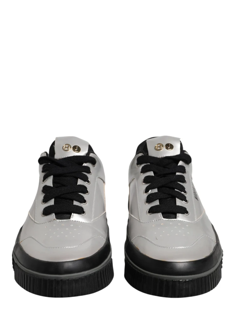 Metallic Silver Low Top Lace Up Sneakers Shoes alternative