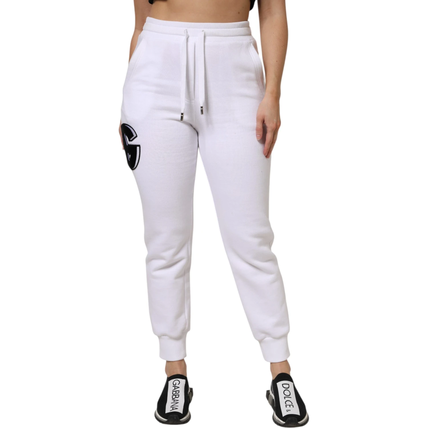 White Cotton Stretch Jogger Sweatpants Pants