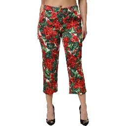 Multicolor Floral Print Cropped Pants