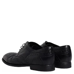 Dark Blue Leather Derby Wingtip Formal Shoes
