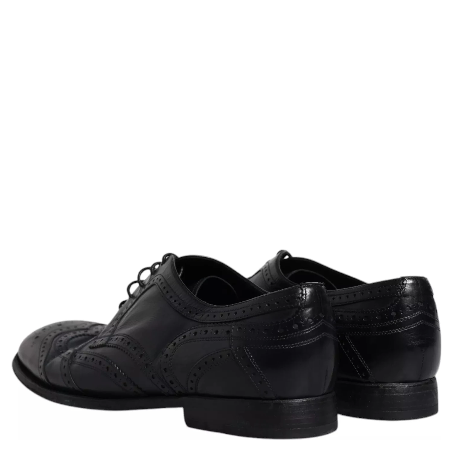 Dark Blue Leather Derby Wingtip Formal Shoes