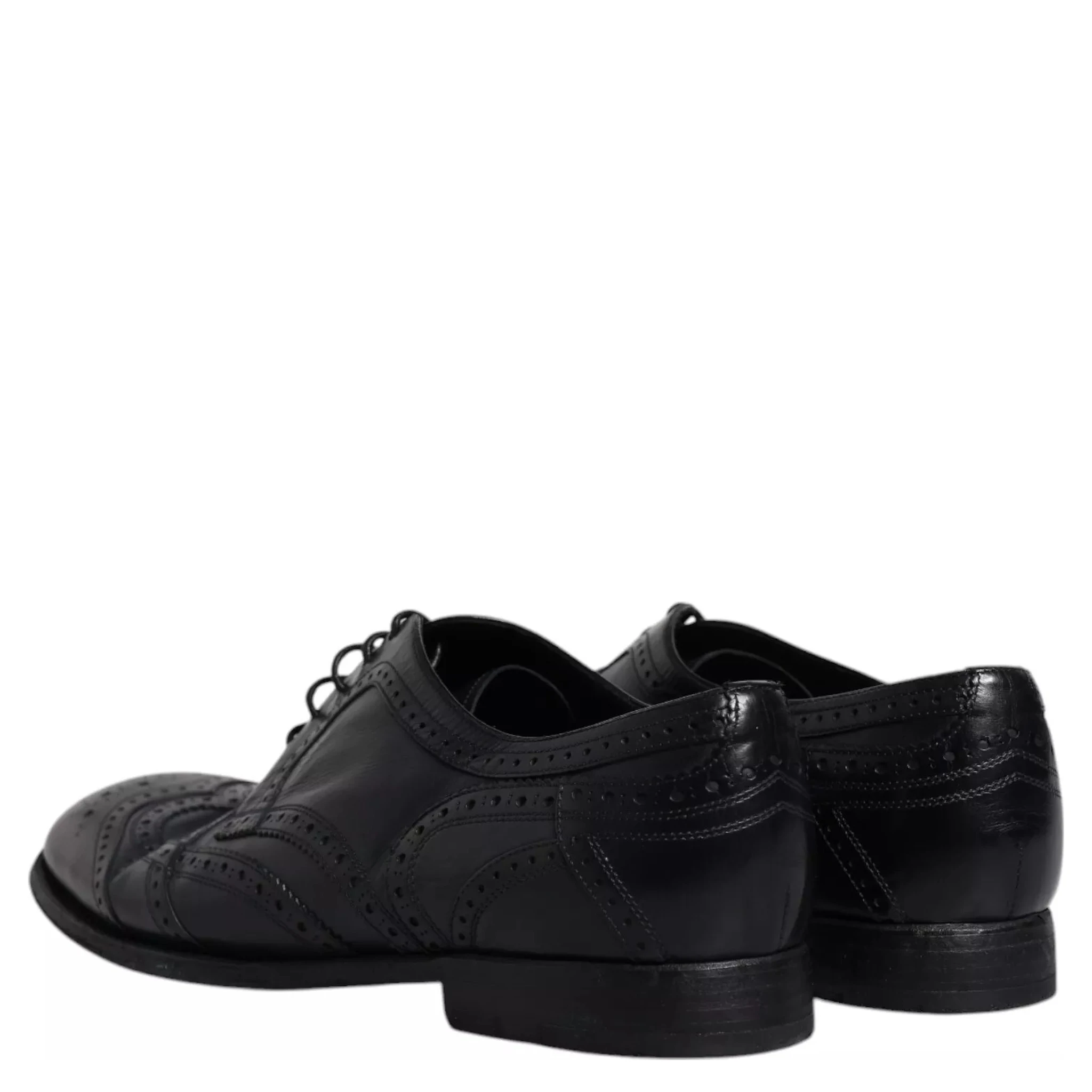 Dark Blue Leather Derby Wingtip Formal Shoes