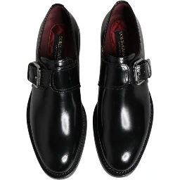 Black Leather Monk Strap Derby Formal Shoes