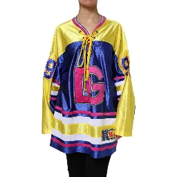 Multicolor Polyester Long Sleeves V-Neck Top