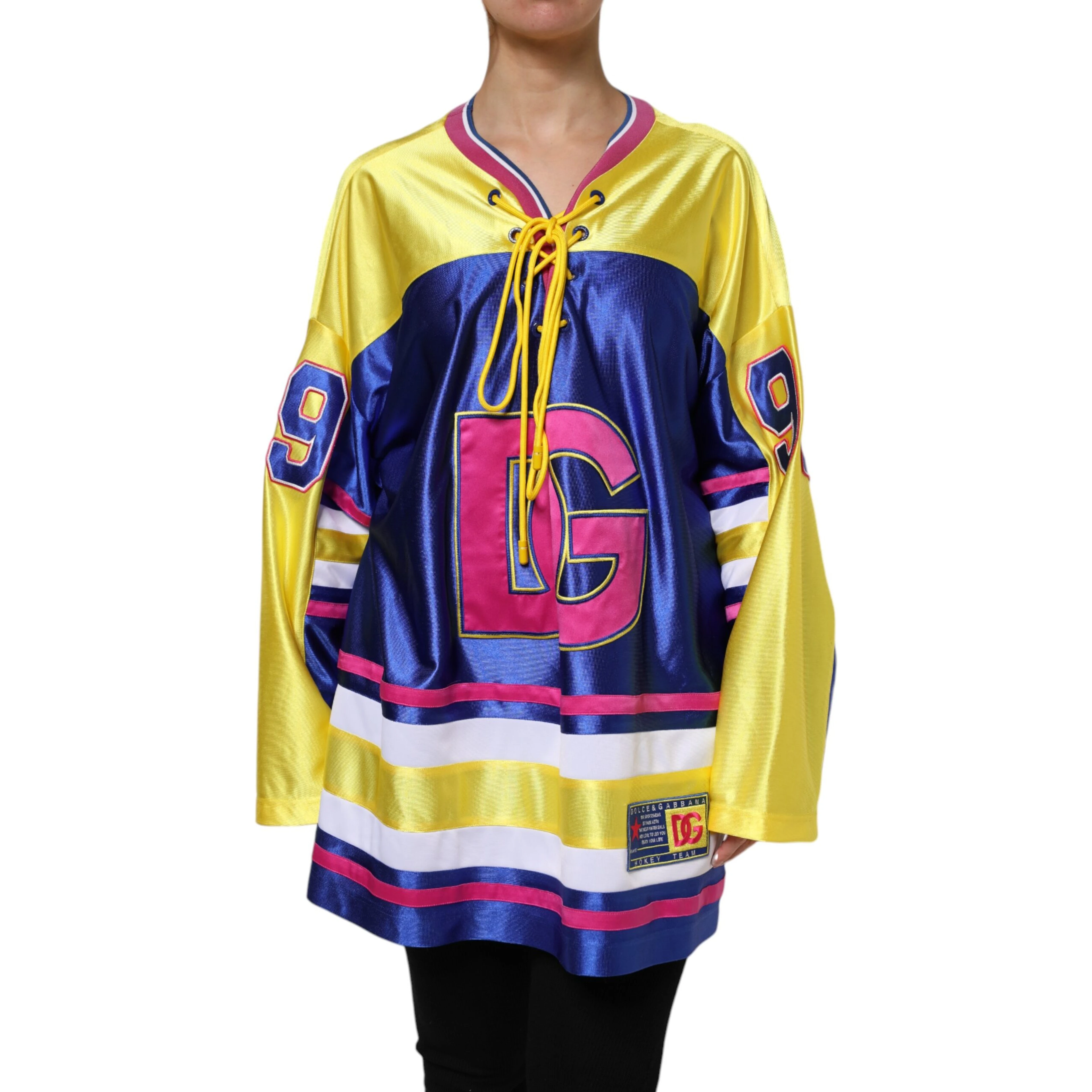 Multicolor Polyester Long Sleeves V-Neck Top