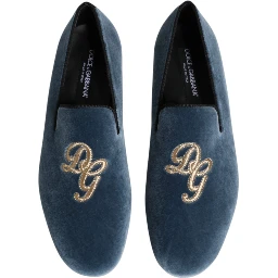 Blue Velvet DG Logo Loafers Formal Shoes