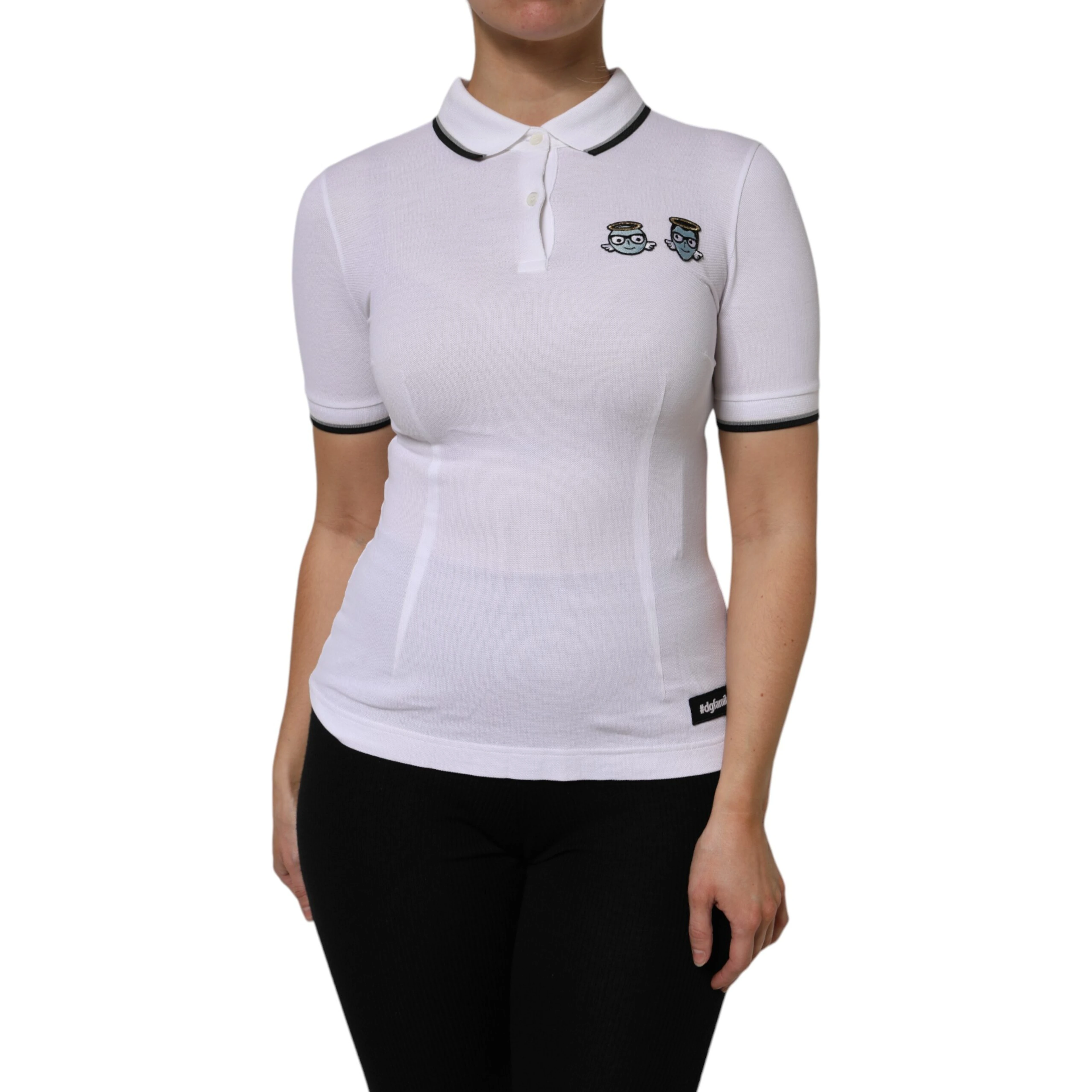 White Cotton Short Sleeves Collared Polo Top