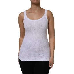 White Cotton Round Neck Sleeveless Tank Top