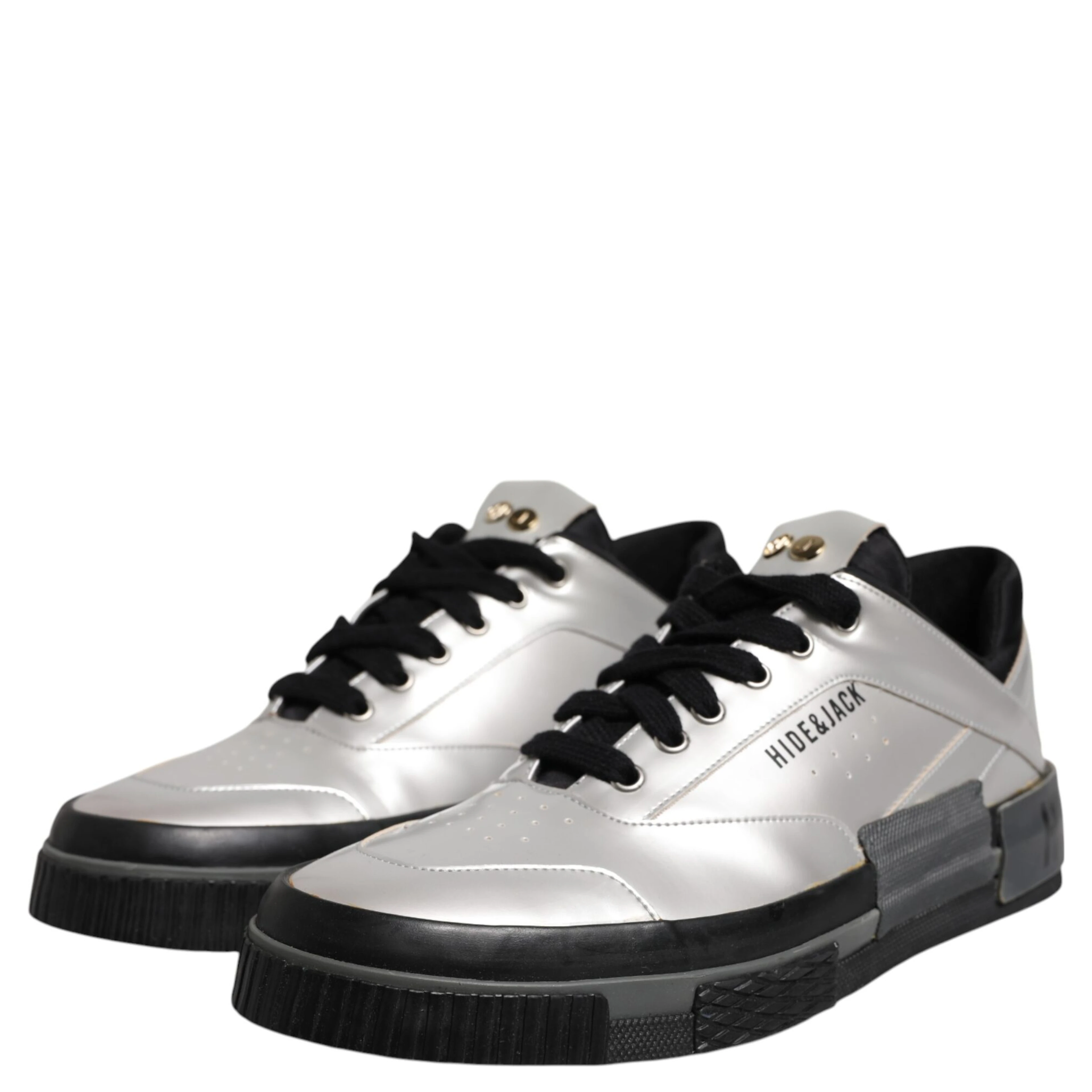 Metallic Silver Low Top Lace Up Sneakers Shoes
