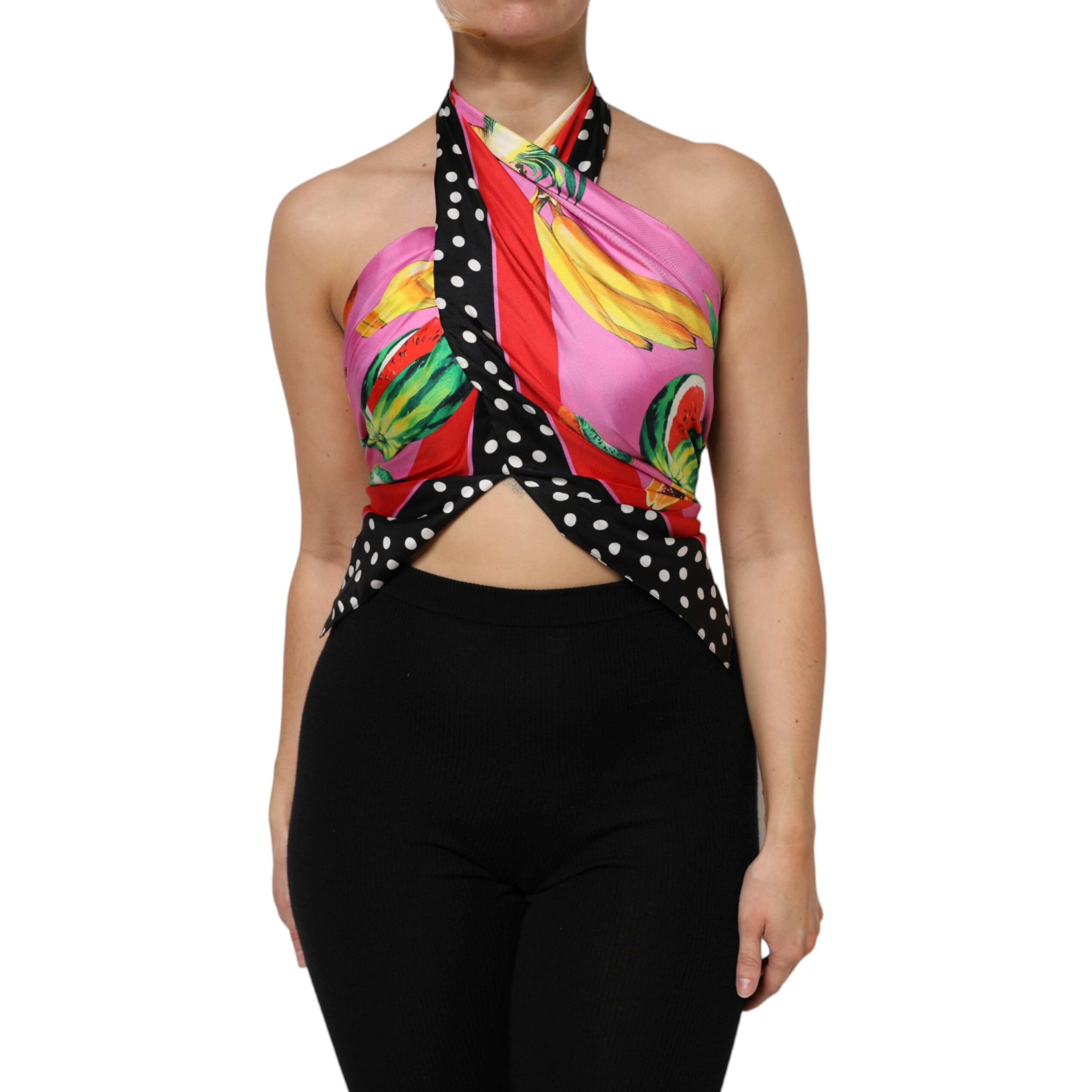 Multicolor Halter Party Evening Cropped Top