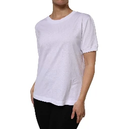 White Cotton Short Sleeve Round Neck T-shirt
