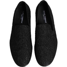 Black Jacquard Slip On Loafers Formal Shoes