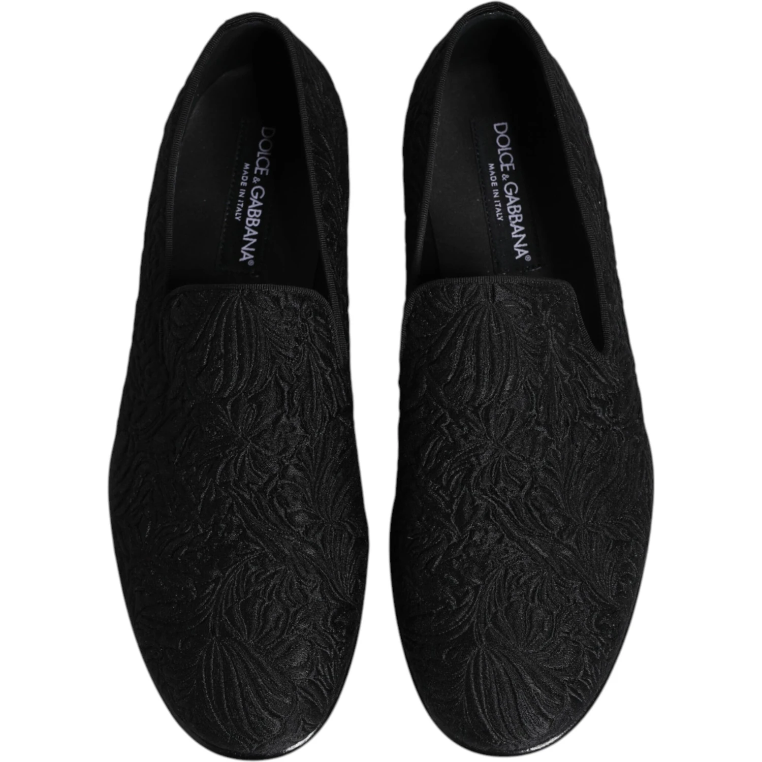 Black Jacquard Slip On Loafers Formal Shoes