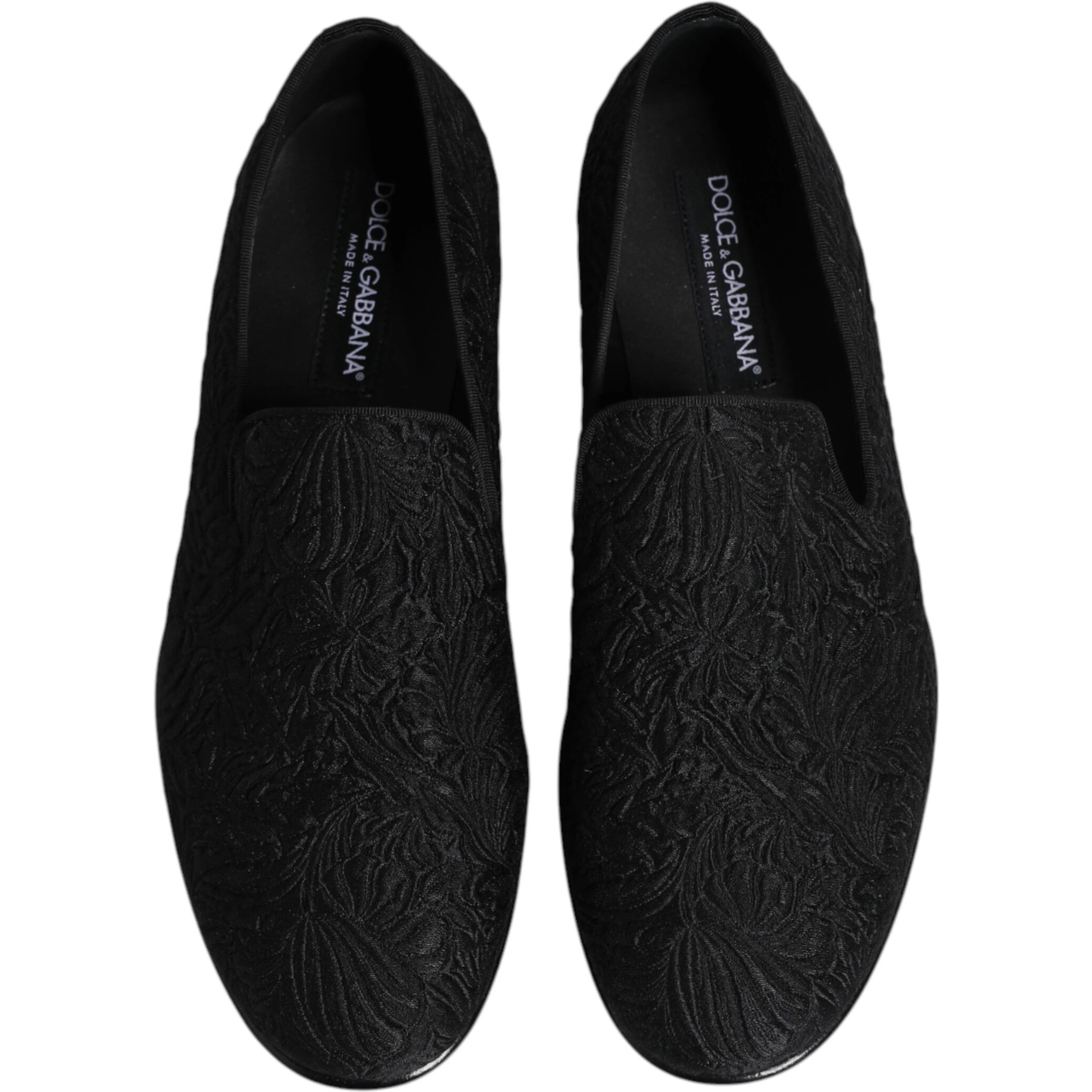 Black Jacquard Slip On Loafers Formal Shoes