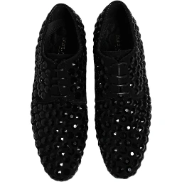 Black Suede Strass Derby Formal Shoes