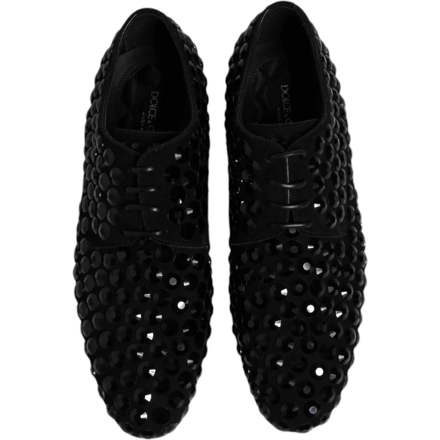 Black Suede Strass Derby Formal Shoes