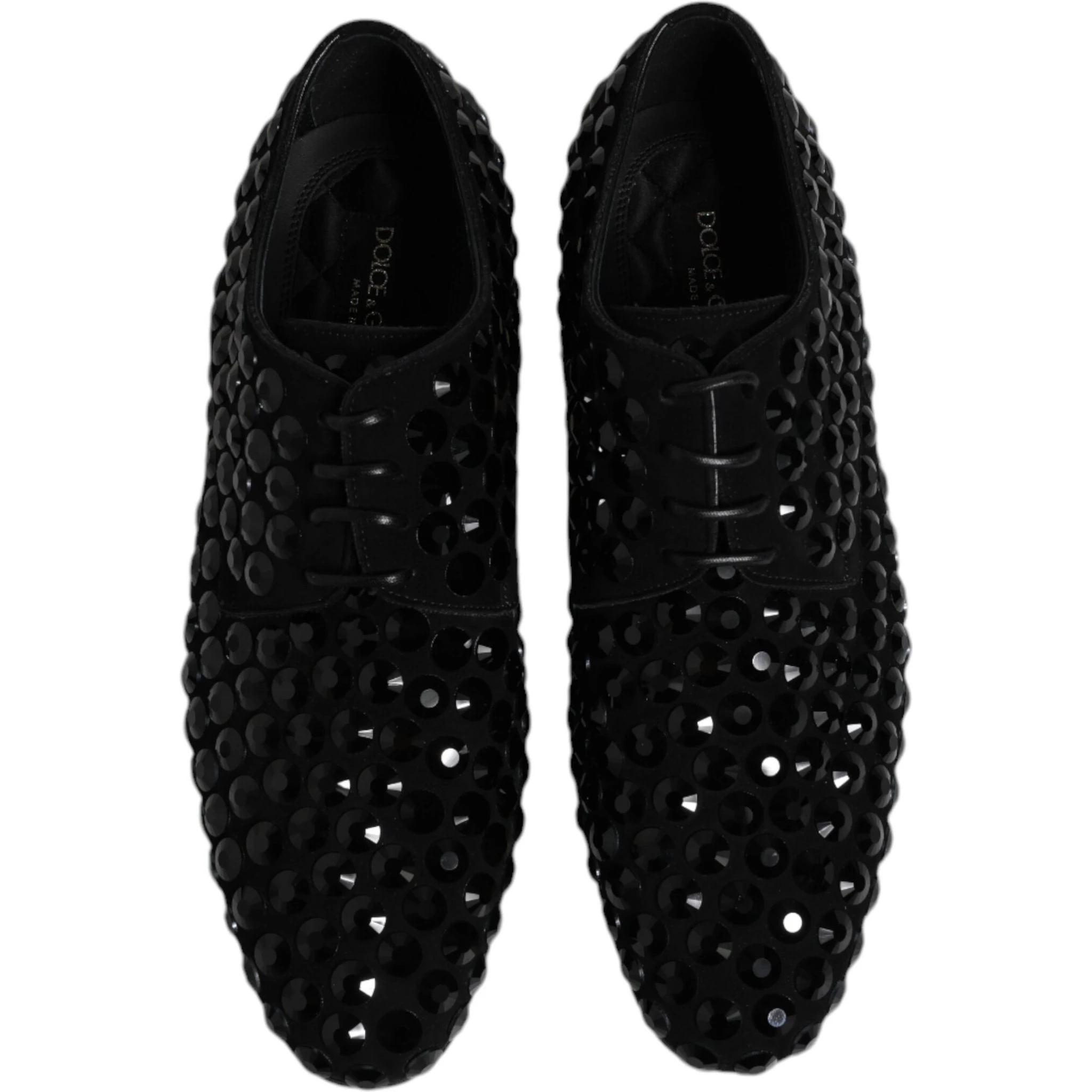 Black Suede Strass Derby Formal Shoes